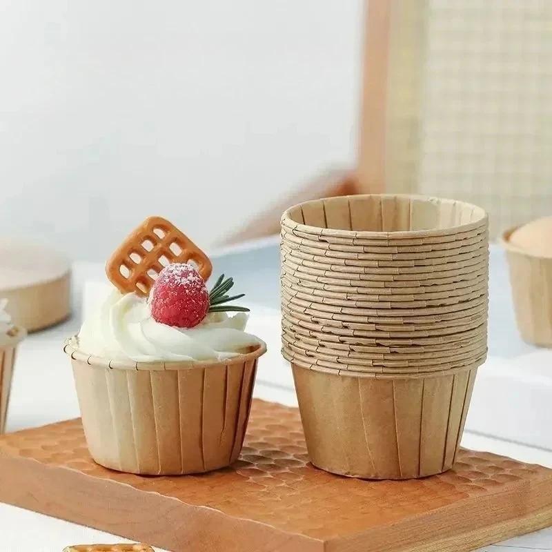 

50pcs Cake Baked Crimped Muffin Cup Wedding Party Oil-proof Cake Wrapping Paper High Temperature Resistant Oil Paper Cup