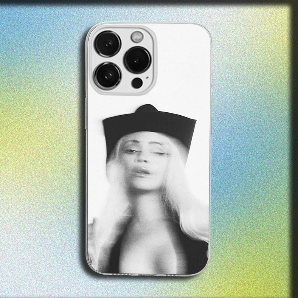 Coque de téléphone pour iPhone 16,15,14,13,12,11 Plus,Pro,Max,XR,XS,X,Plus,SE,Mini - B-Beyonce - Housse Souple Transparente