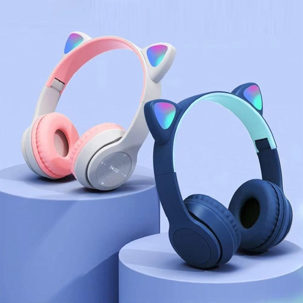 Luminous Cat Ear Wireless Headphone Bluetooth Over Ear Earphones  Kids Children