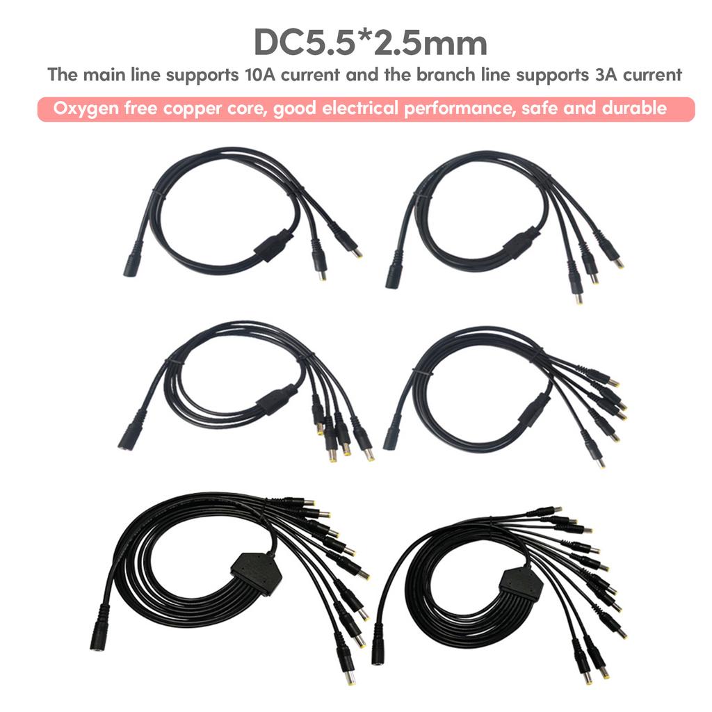 Power Splitter Cable 1 Female to 2/3/4/5/8/10 Male DC5.5mm 2.1mm Splitter Extension Cable for CCTV Security Camera