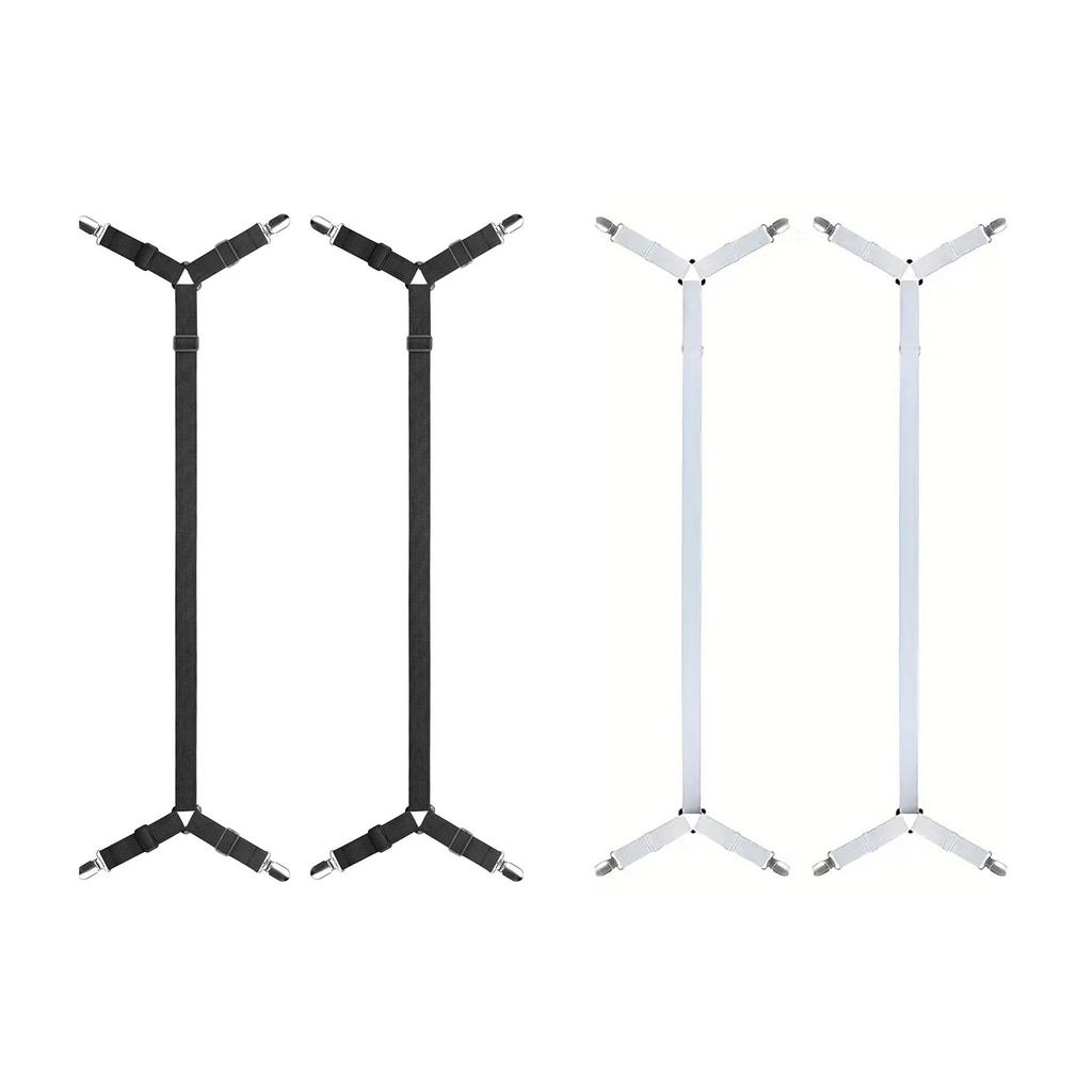 Set of 2 Strong Polyester Bed Sheet Tensioners with Metal Clips Secure Fit Sheets Nonslip Design Bed Sheet Holder Strap
