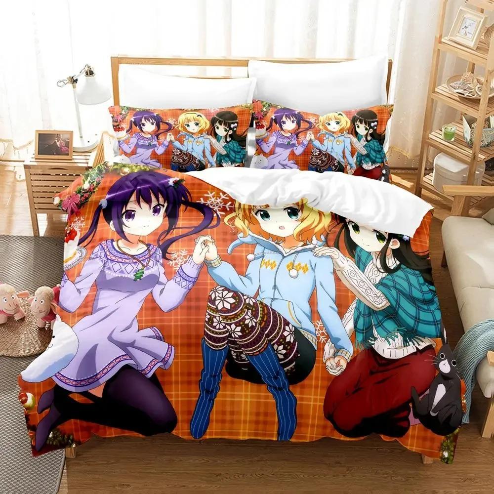 Anime Is The Order A Rabbit Comfortable Duvet Quilt Cover Pillowcase Bedding Set Children Bedroom Decoration Home Textile