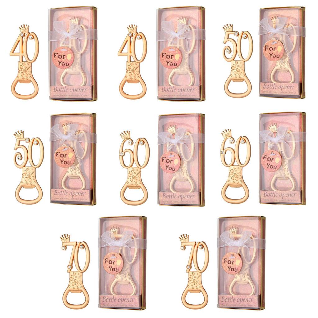 24 Packs 70th Birthday Party Favors Bottle Opener Rose Gold Creative Bottle Openers for Birthday Wedding Anniversary