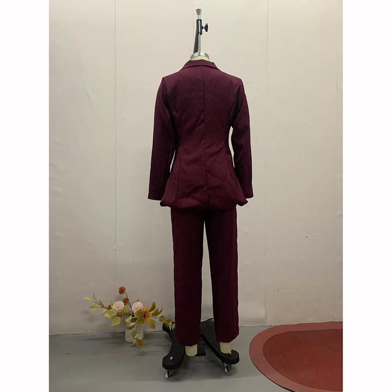 Bürodame Blazer Mantel Hosen Set Damen Einreiher Langarm Mäntel Slim Bleistifthosen