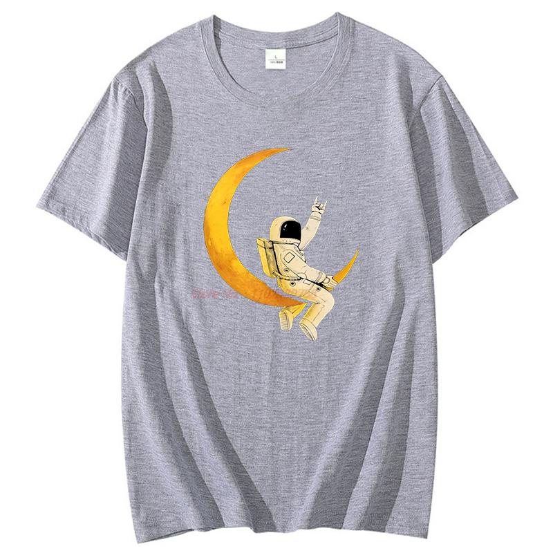 Spaceunisex Unisex On The Moon Funny Graphic T Shirts Summer Cotton Short Sleeve Tshirts Unisex Streetwear Round Neck Tshirt