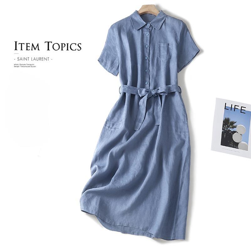 

Summer Loose Women s Solid Color Long Sleeved Dress 2XL синий