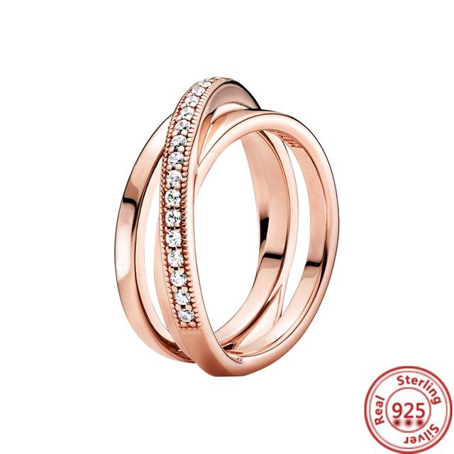 Silver Original Delicate Ring Zirconia Sparkling Row Eternity Round Ring Women European Jewelry DIY