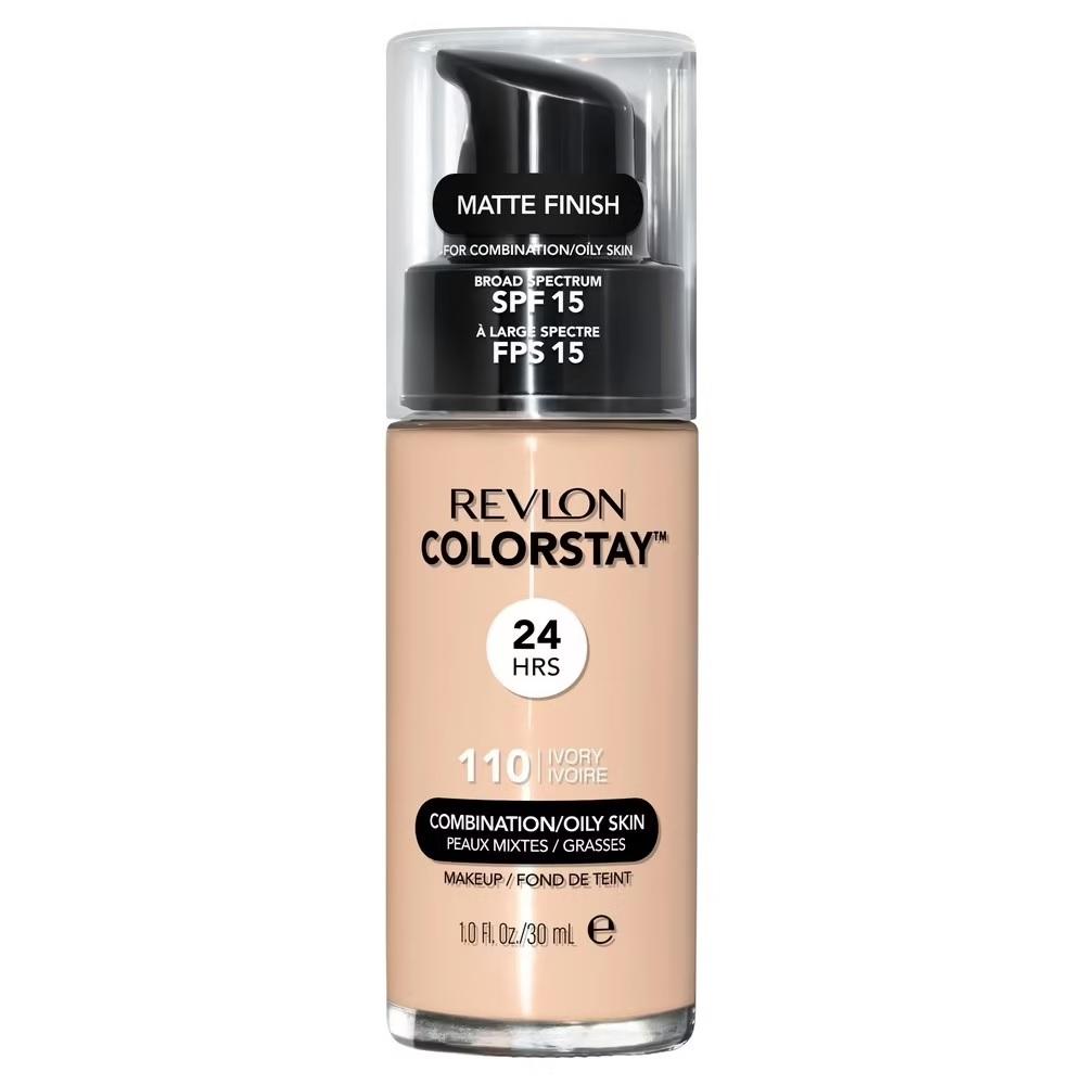 Revlon ColorStay 24Hr Oil-Free Liquid Foundation, 110 Ivory, 30ml - For Combination & Oily Skin