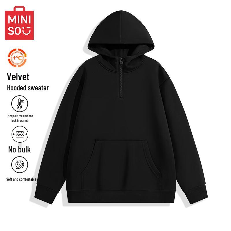 MINISO Men's Half-Zip Hooded Fleece Sweatshirt