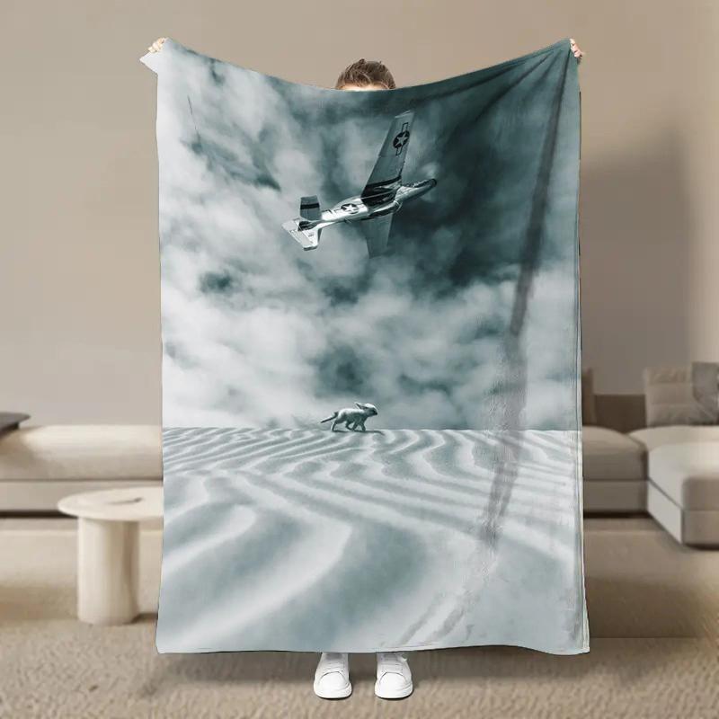 Warm Soft Vintage Planes Print Blanket Fluffy Children and Adults Sofa Plush Bedspread Picnic Throw Blanket for Sofa Bed Gifts