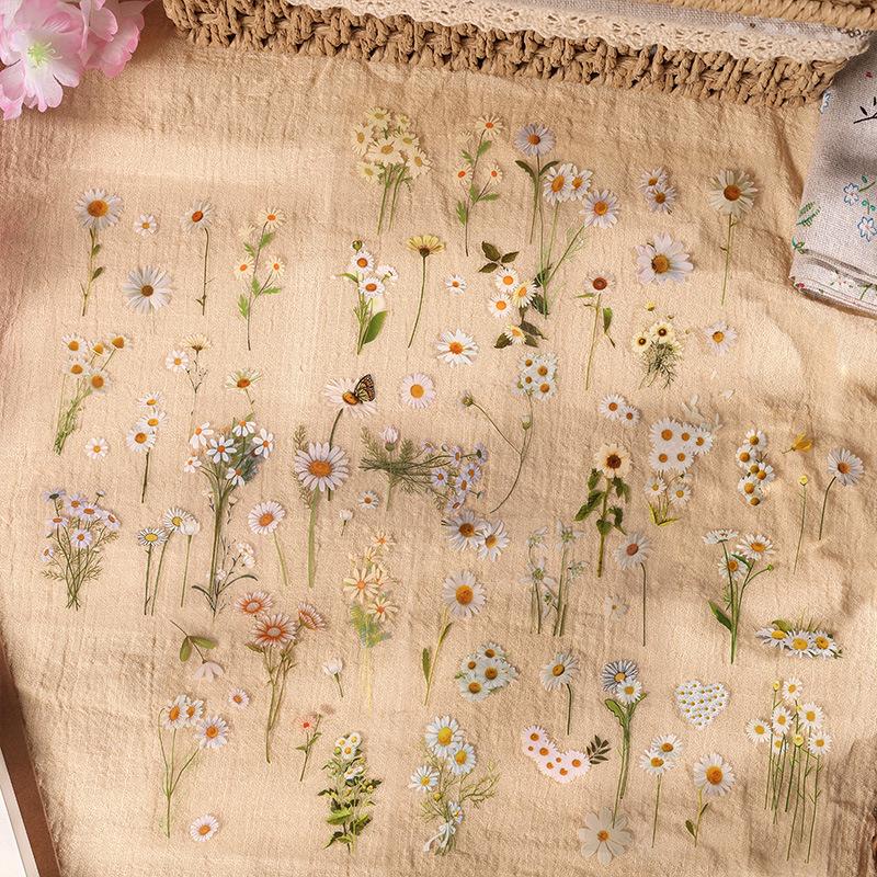 Waterproof Transparent Floral Stickers - Creative DIY Decorative Plant Stickers for Students