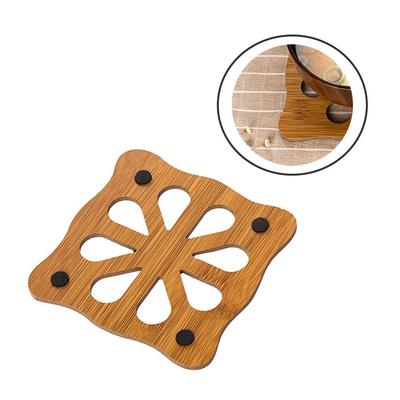 Cartoon Wooden Table Mat Thicken Anti Scalding Insulation Dinner Pad Hollow Non-slip Pan Bowl Petal