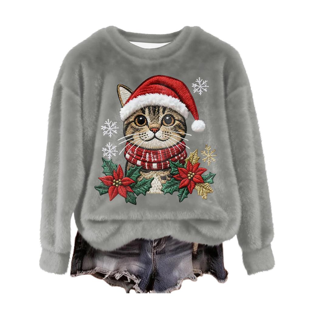 Women's Fashion Casual Round Neck Long Sleeve Top Printed Pullover Sweatshirt
