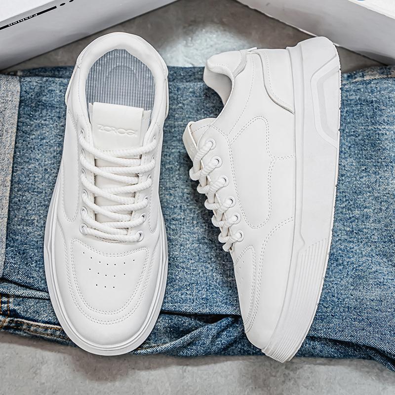 Fashion White Casual Sneakers Men's Street Skateboard Shoes Classic Thick Sole Walking Sneakers Men Comfort Outdoor Trendy Shoes
