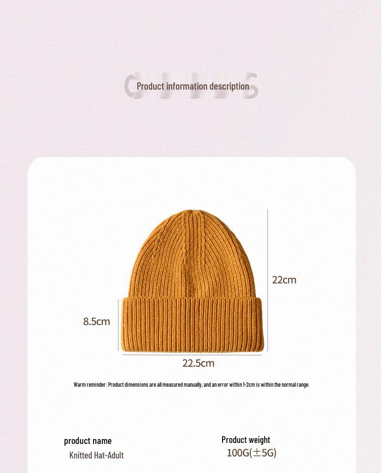 2025 Autumn/Winter Unisex Thick Knit Wool Hat - European & American Inspired Korean Style