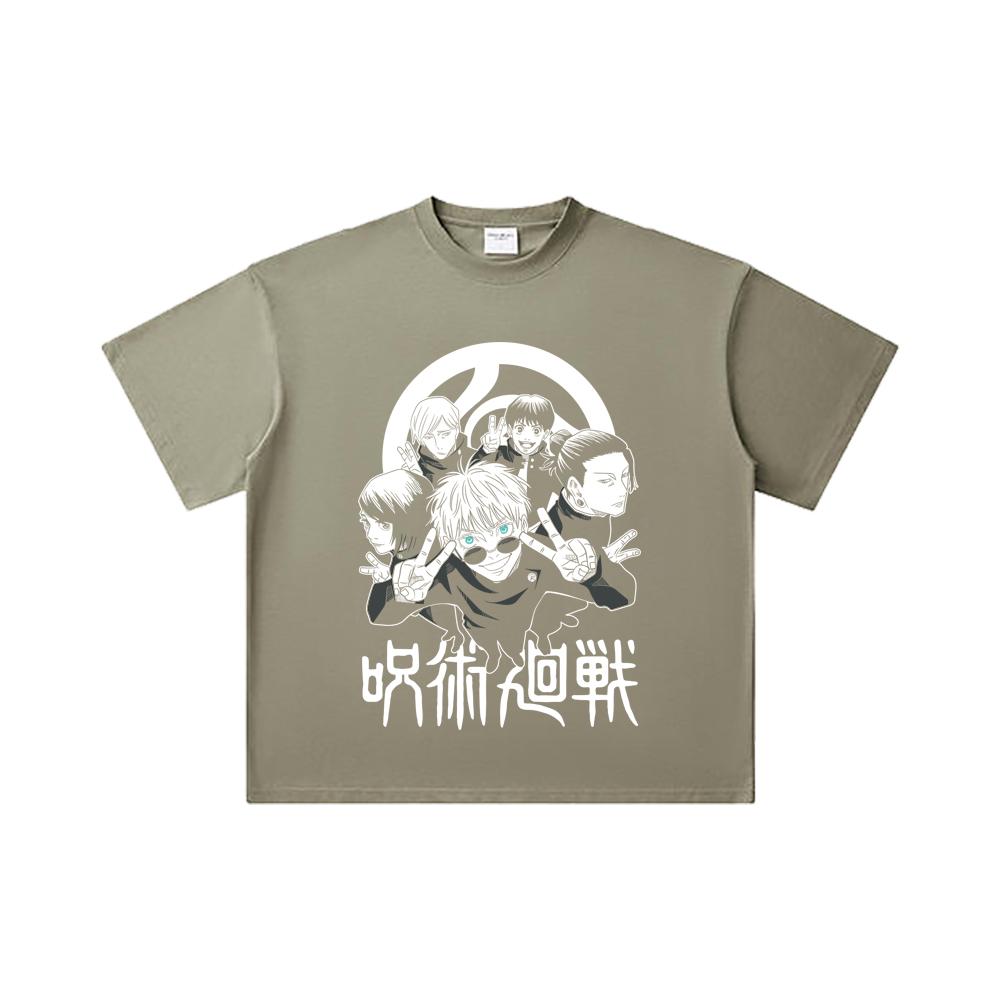 260 GSM Double Yarn 32 Count 100% Cotton Jujutsu Kaisen V30 Team Gojo Print Unisex Heavy Cotton T Shirt