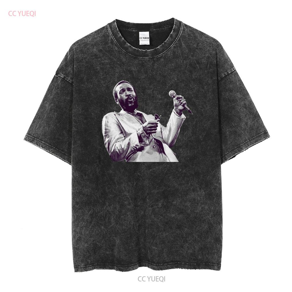Marvin Gaye Photo T Shirt Concert Whats Going On vintage Washed Unisex Versatile Comfortable designer clothes fashion