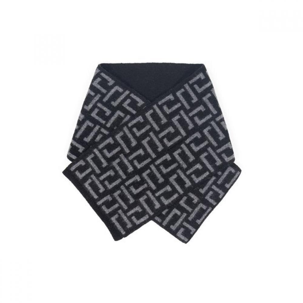 Vanbrough Cashmere 100 Diagonal Geometric Petit Muffler  Bpftm1005 Bk Single option