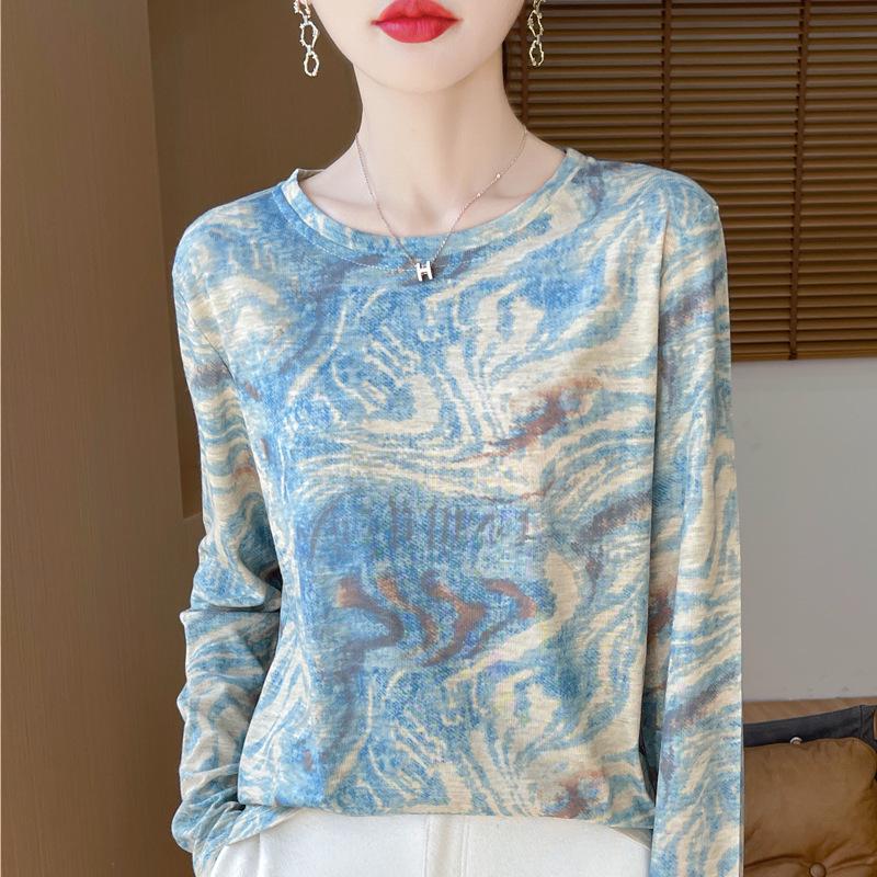 

Women s Slim Fit Long Sleeve Lyocell Tie-Dye Shirt - Spring 2025 Collection Large
