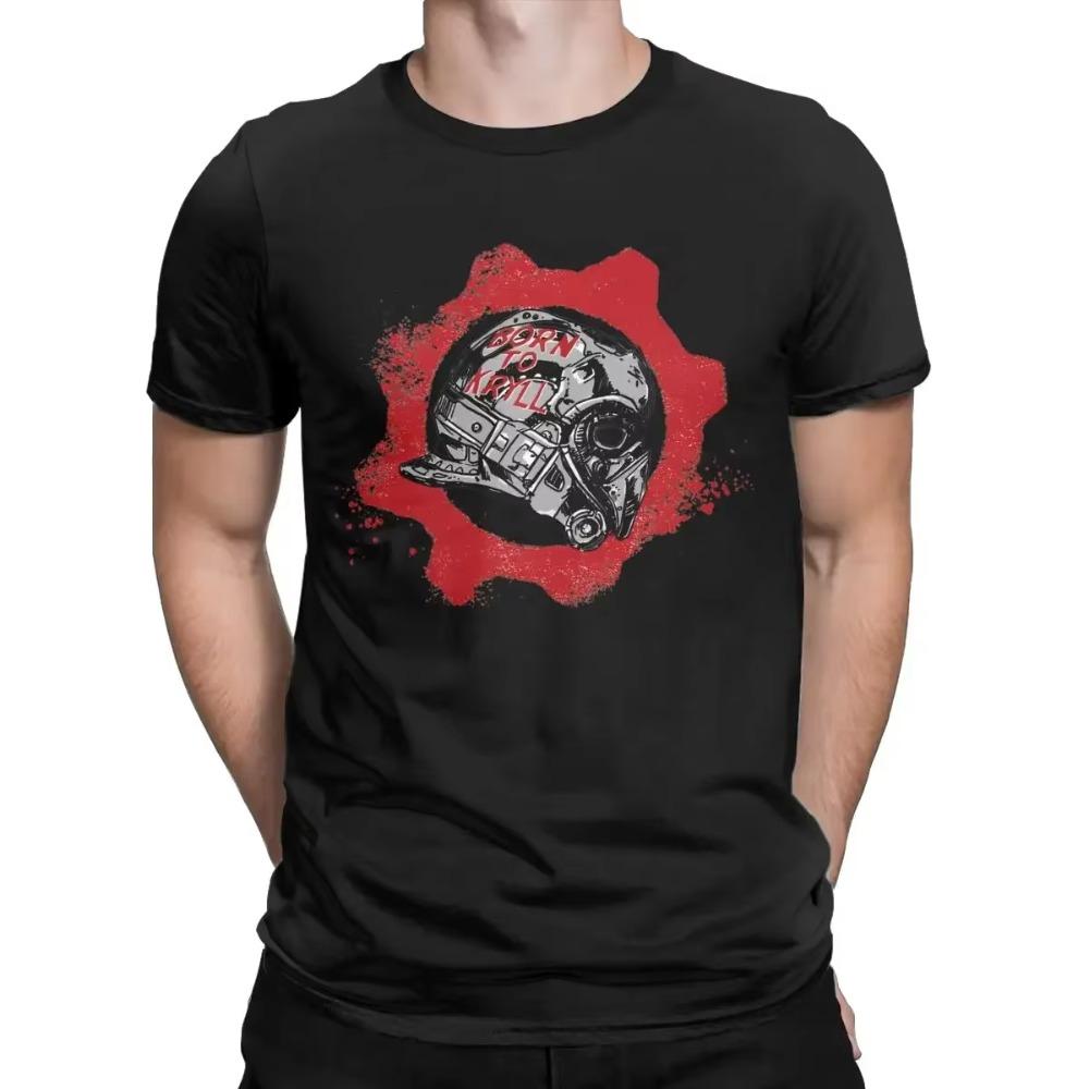 Men T-Shirt Gears Wars Casual Pure Cotton Tees Short Sleeve Shotting Game Crimson Omen T Shirts Round Collar Clothing Summer