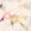 3pcs Mix Feather Teasing Cat Stick Elastic Mesh Tube With Feathered Furry Ball Cat Toy Rod Kitten Interactive Toys Pet Wand