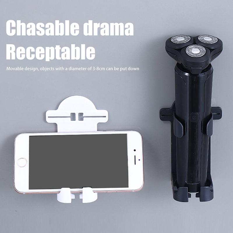 Plastic Wall Mounted Razor Rack Self-Adhesive Non Perforated Razor Holder Space Saving Adjustable Electric Toothbrush Holder