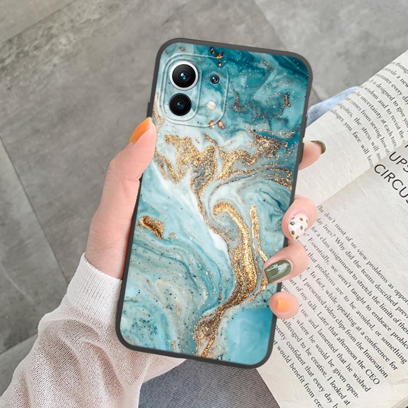 

Luxury Gradient Blue Ocean Marble Case For Xiaomi 11t 11 T Pro Mi11 Pro Lite Mi11t 13T 12T Square Silicone Protective Soft Cover Xiaomi Mi 11T