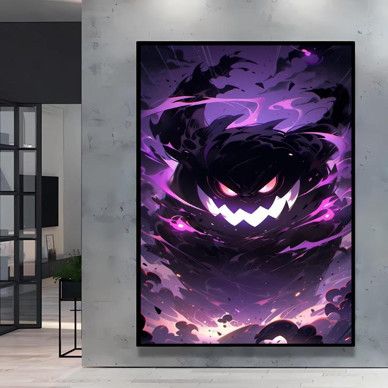 Canvas Artwork Painting Pokemon Gengar Poster Hd Prints Cartoon Character Picture Classic Modern Home Living Room Wall Decor