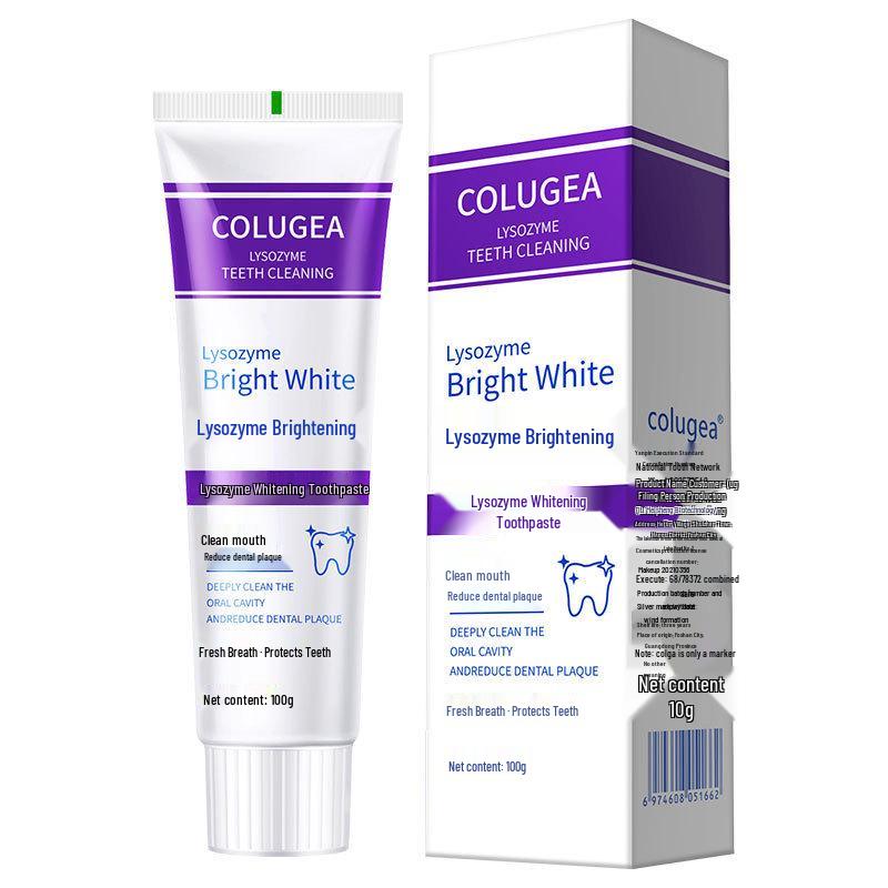 

Lysozyme Whitening Toothpaste: Brightens, Freshens, and Repairs with Purple Light Stain Removal. Top Seller for Yellowing and Bad Breath.