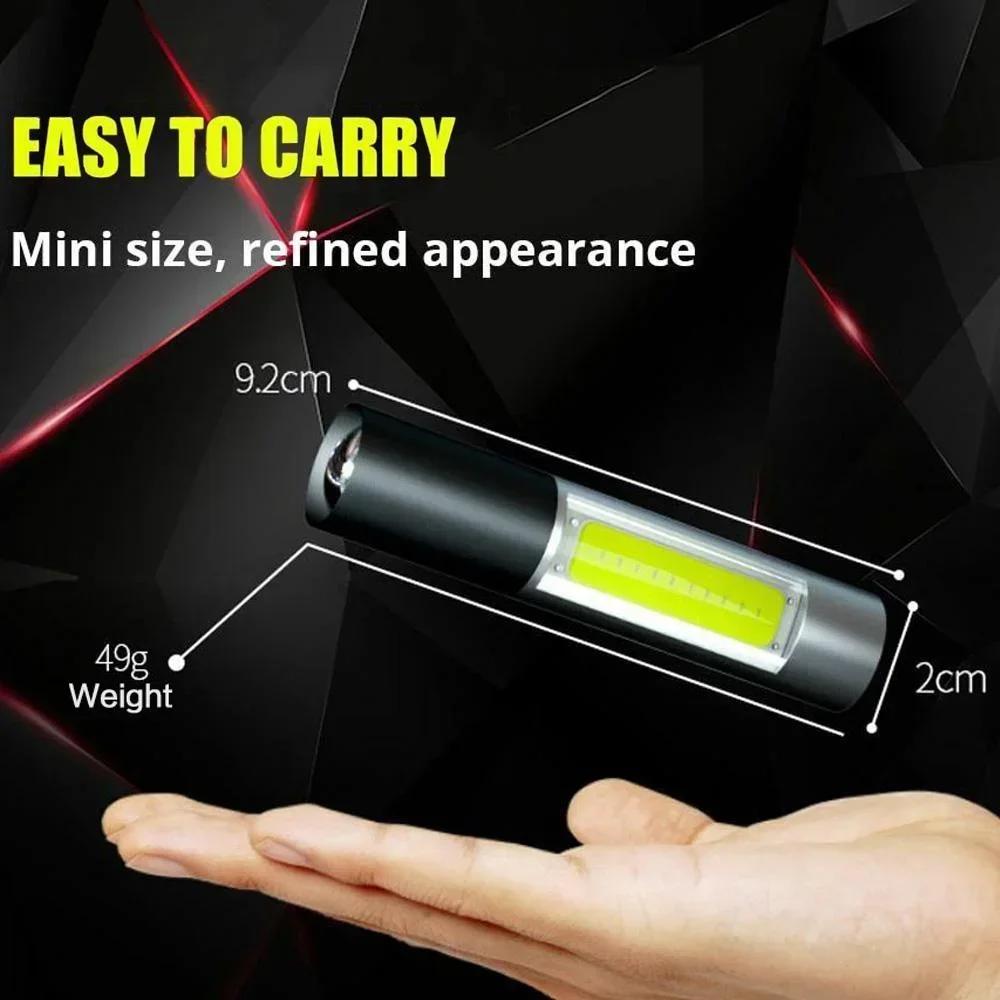 KDULIT Mini LED Flashlight 800LM Zoomable USB Rechargeable Waterproof Lamps 3 Switch Modes Portable Torch Outdoor Flash Light