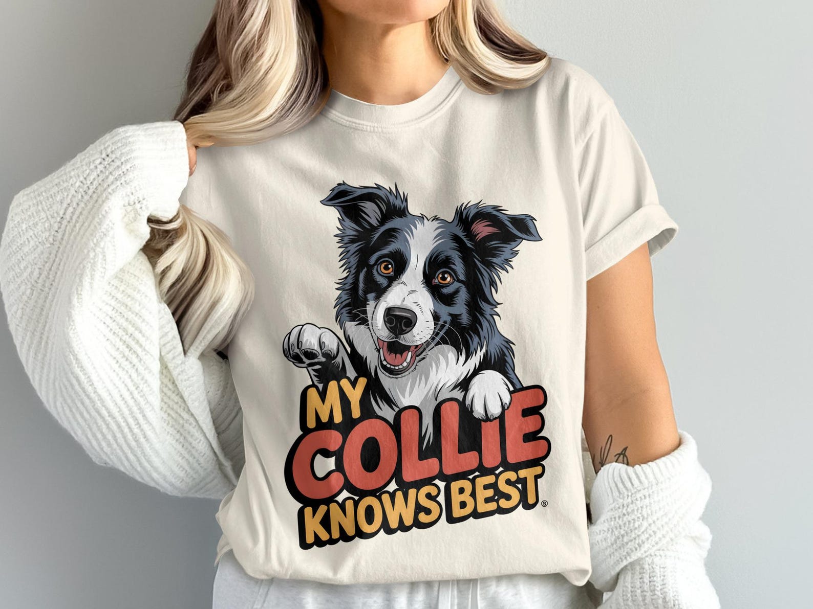 Collie Dog T-Shirt, My Collie Knows Best Tee, Border Collie Shirt, Dog Lover Gift, Cute Pet, Collie Owner Shirt, Collie Gift Idea S