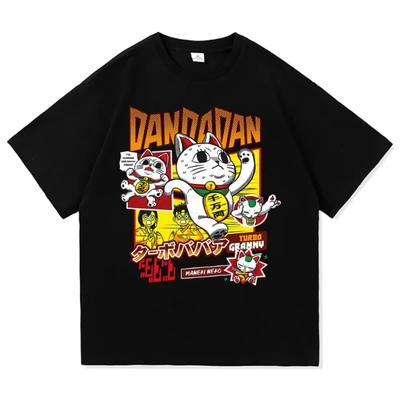 Camiseta Dandadan Turbo Abuela Gato Moda Hombres_Mujeres Harajuku Estética Anime Japonés Camiseta Unisex Dibujos Animados Algodón Camisetas