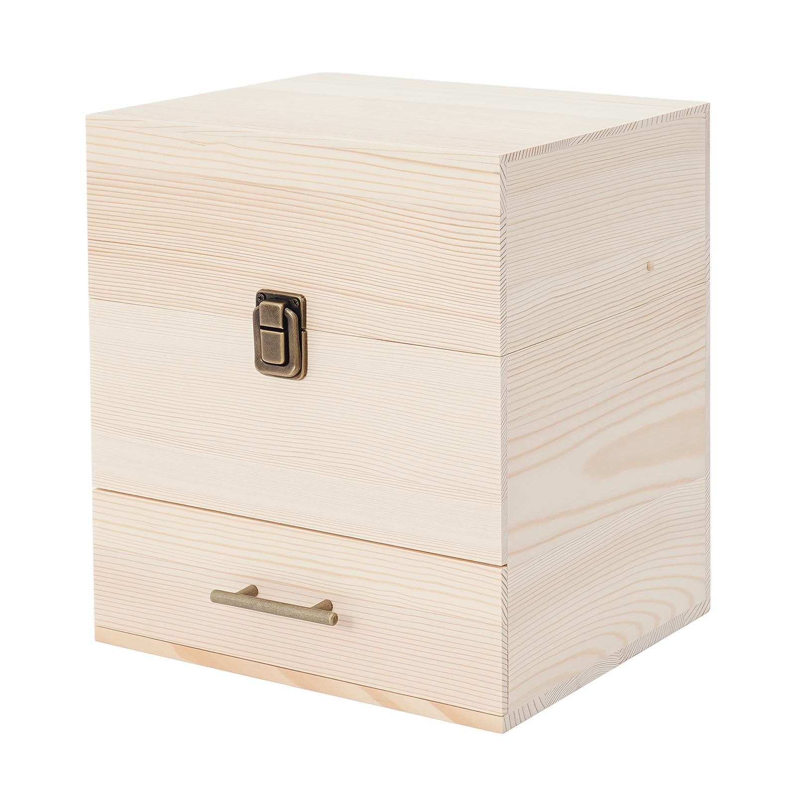 59 Slots Wooden Essential Oil Organizer Box, 3-Tier Storage Display with Drawer for 0.5oz Bottles Nail Polish Jewelry