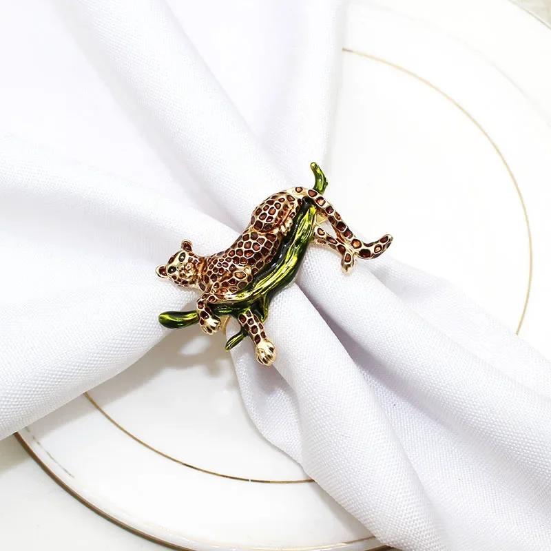 12PCS Creative Leopard and Tiger  Napkin Rings Animal Metal Napkin Holders  for Table Decoration and Accessories Home Decoration