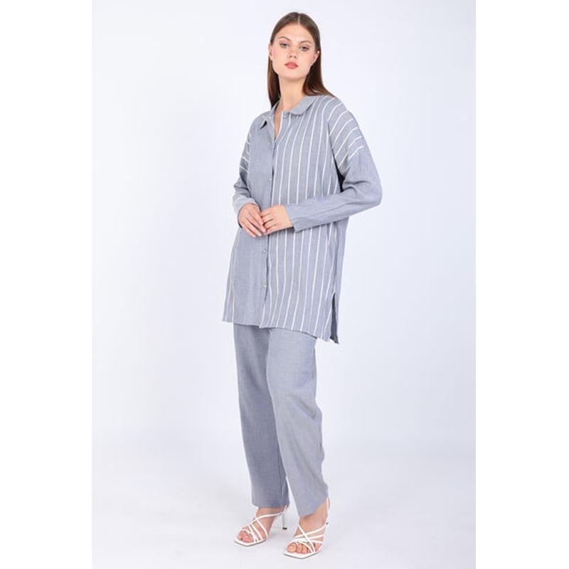 

Женский двойной костюм больших размеров на пуговицах синий L синий