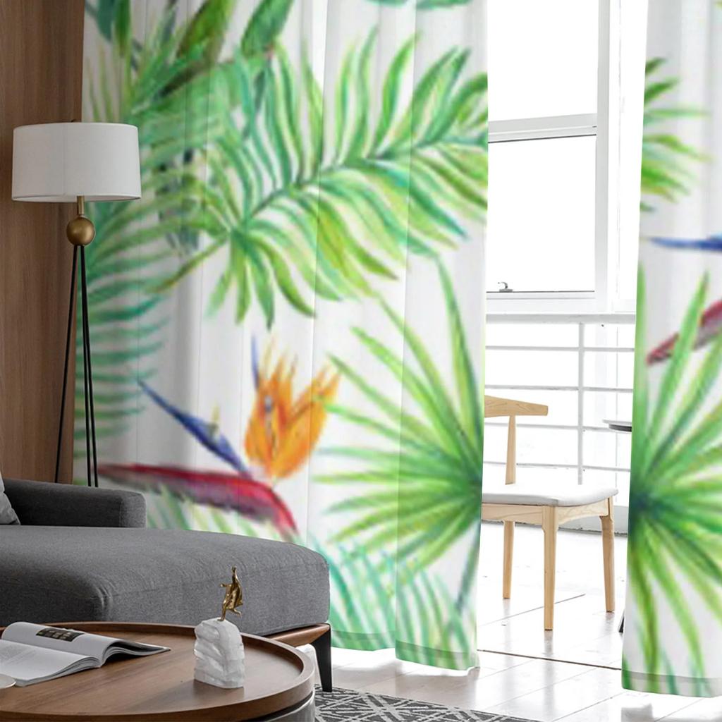 Cortinas Transparentes con Pájaros Exóticos Tropicales para Sala de Estar Tul Transparente Tratamientos de Ventana Dormitorio Cocina Decoración del Hogar Cortinas de Velos