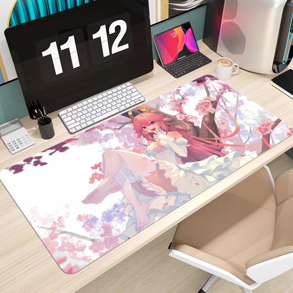 Genshin Impact Yae Miko Mousepad Animation Office Student Gaming Thickened Large Non-slip Pad for Teen Bedroom