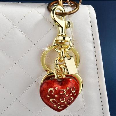 Exquisite Red Heart-Shape Keychain Bag Charms Cute Keychain Car Key Ring For Women Girls Backpack Decoration Accessories Gifts