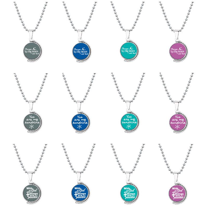 European & American Moon Pendant Necklace - Rotatable Engraving, Creative Christmas Gift, Titanium Steel.