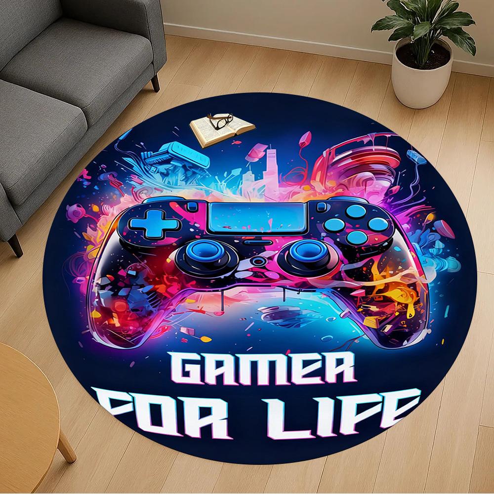 1PC Gamer Life Round Chair mat Area Rug - Non-Slip, Floor Mat for Office, Bedroom, and Indoor Decor -Gift D1127213