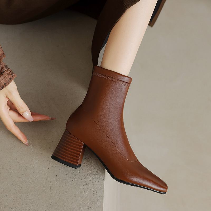 Krazing Pot Mikrovlákno Zimní Střední Podpatky Chelsea Boty Dámské Zip Velikost 43 Street Wear Strečové Kotníkové Boty