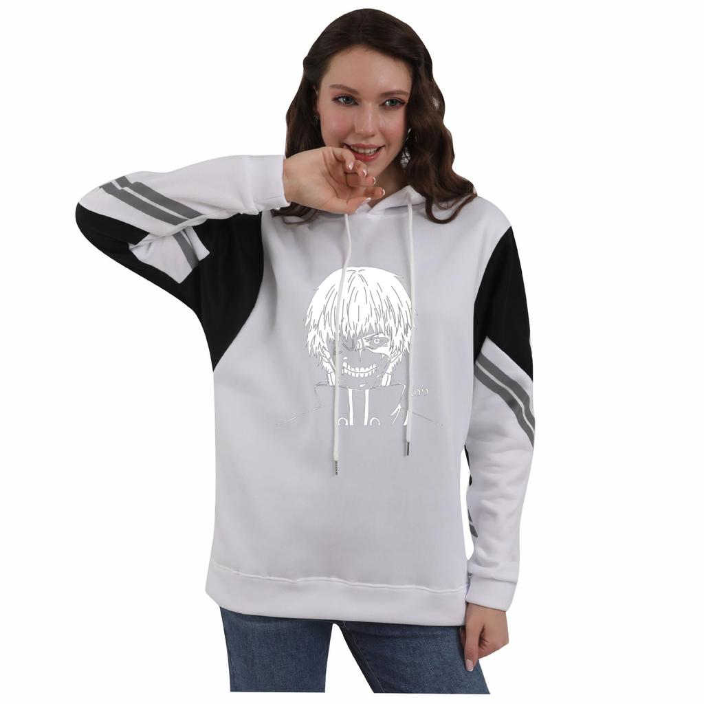 Anime Tokyo Ghoul Unisex Color Block Patchwork Fleece Hoodie (Autumn/Winter).