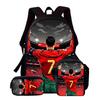 Football Player Printed Backpack Three-Piece Meal Bag Pencil Bag Student Large-Capacity Schoolbag