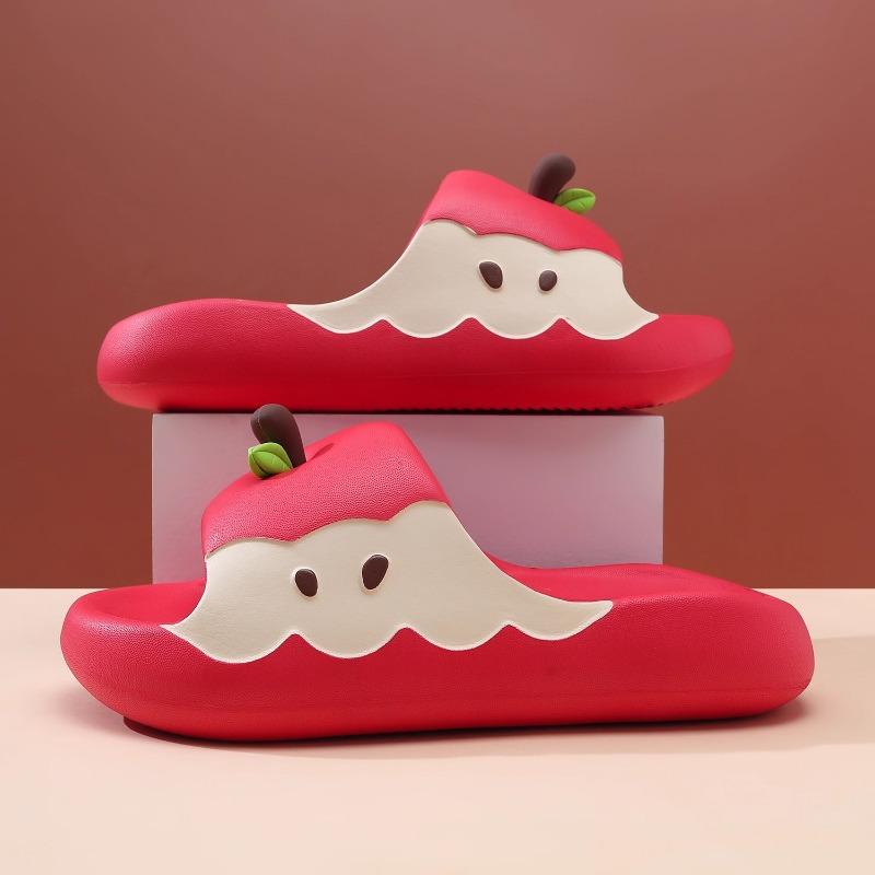 Red apple slippers summer new indoor home wear EVA thick bottom cute cartoon women sandals