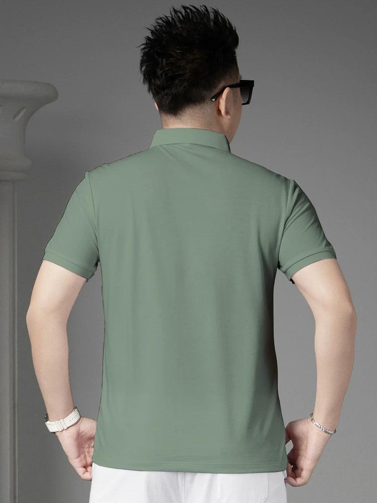 European Station 2025 Summer New Style Men's Trendy Printed Short Sleeve Polo Shirt Slim Fit Half Sleeve T-Shirt