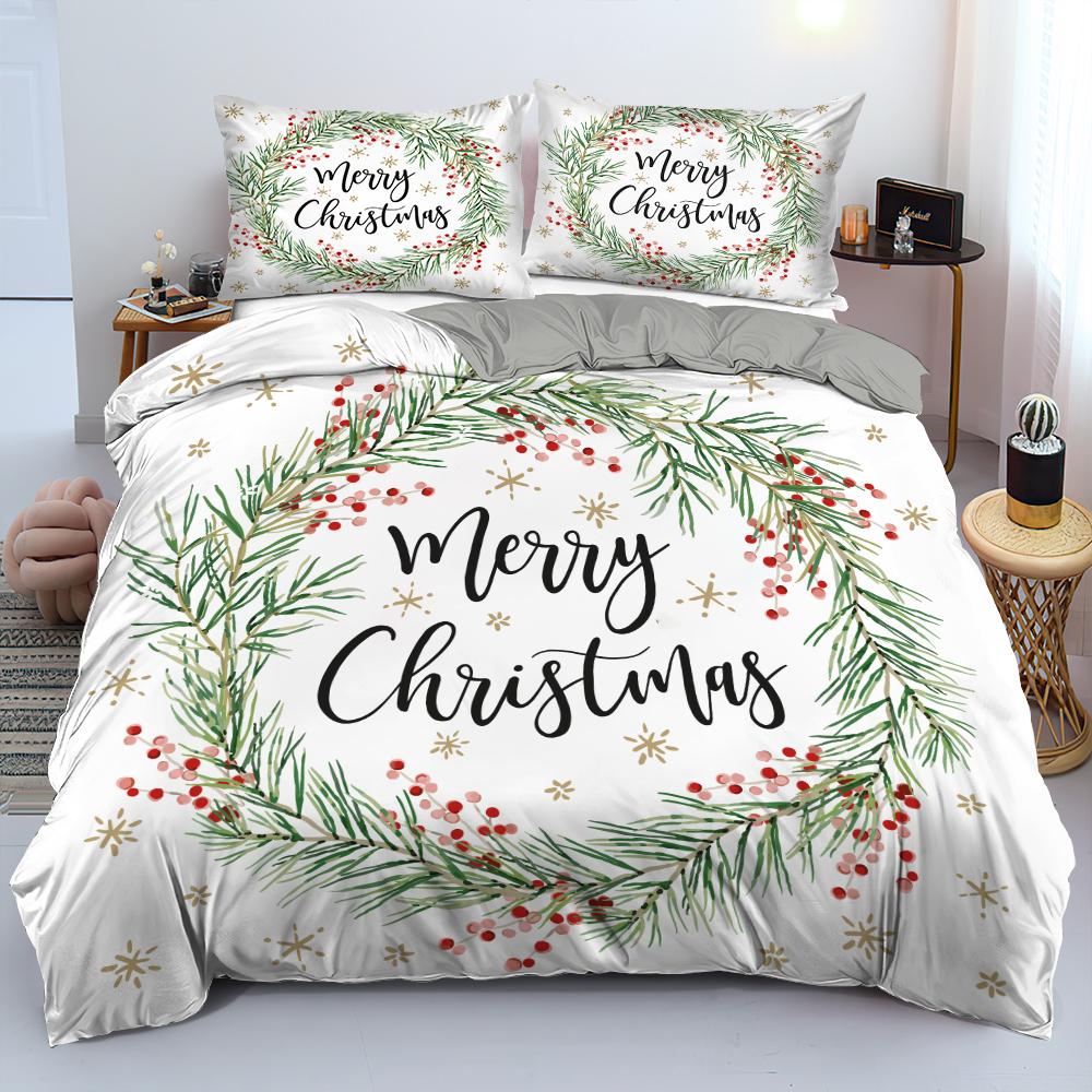 Merry Christmas Bedding Set King Queen Full Twin Size Kids Cartoon Duvet Cover Snow Comforter Cover 2/3pcs Polyester Quilt Cover