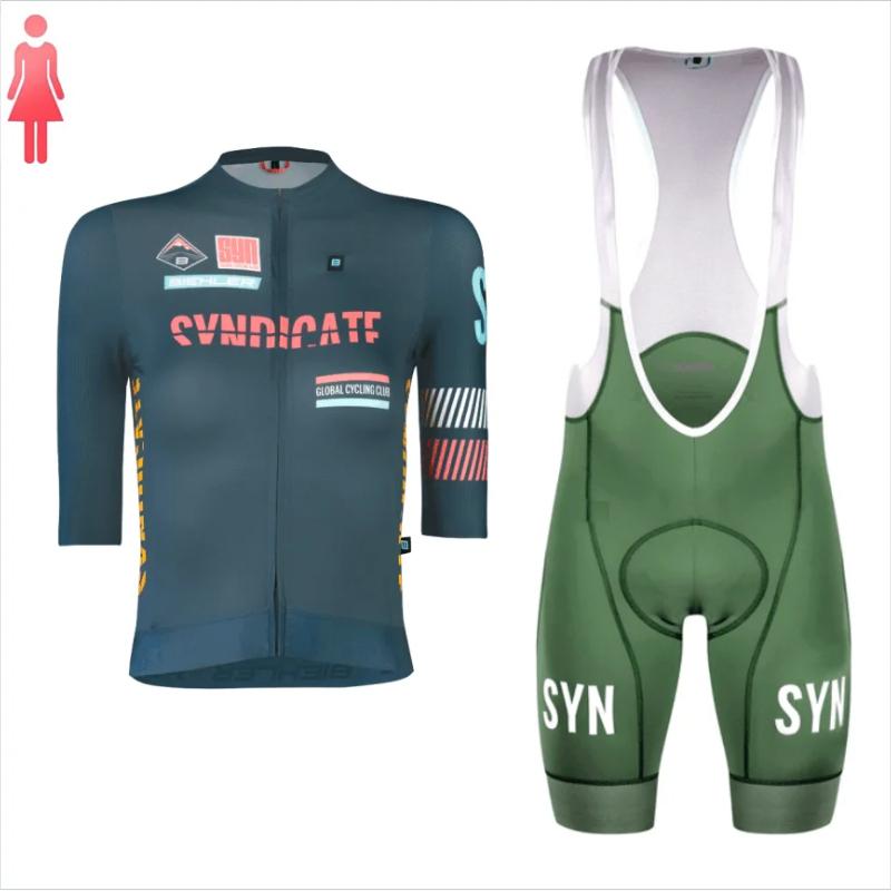 2026 Completo da Ciclismo da Esterno Verde Scuro Set da Ciclismo Donna Tuta da Bicicletta Traspirante Asciugatura Rapida Maglia da Ciclismo Calzoncini con Bretelle e Maglia a Maniche Corte