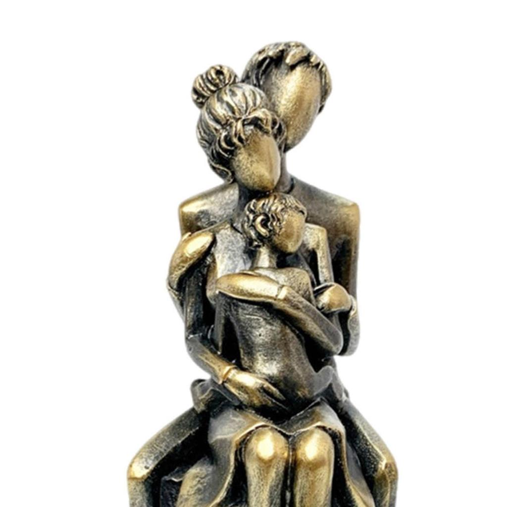 Skulptur Familie zu Dritt Heimdekoration Harz Moderne Handwerkskunst Rustikal Einzigartig Familienfigur für Tischplatte Schlafzimmer Erinnerungsgeschenk