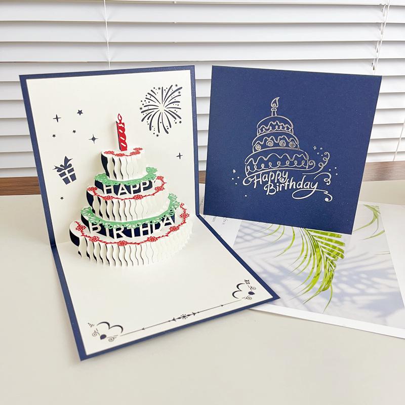 3D Cake Music Lights Birthday Card - Advanced Creative Gift