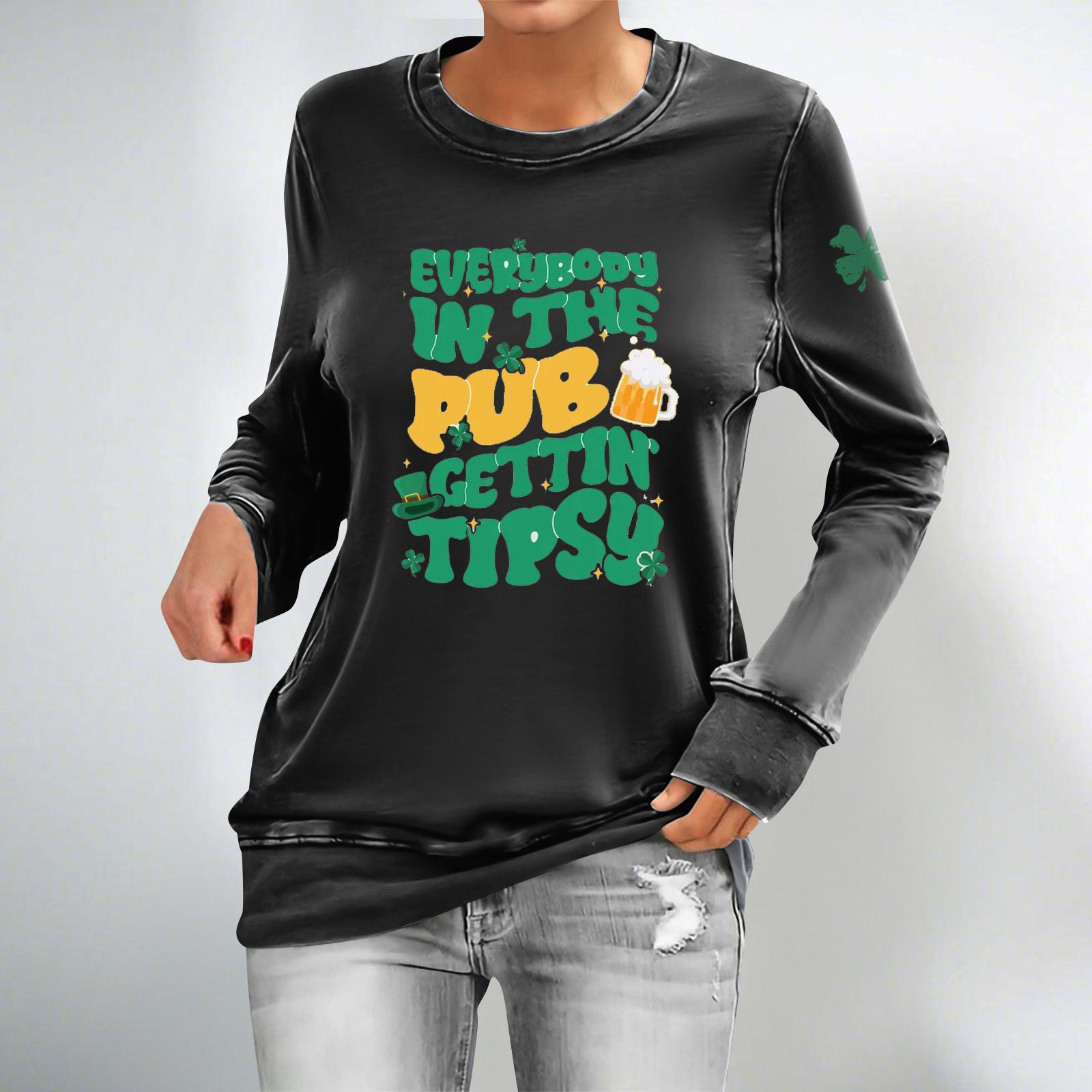 

Женские повседневные модные толстовки с длинным рукавом и круглым вырезом с принтом, пуловер, топ XL чёрный